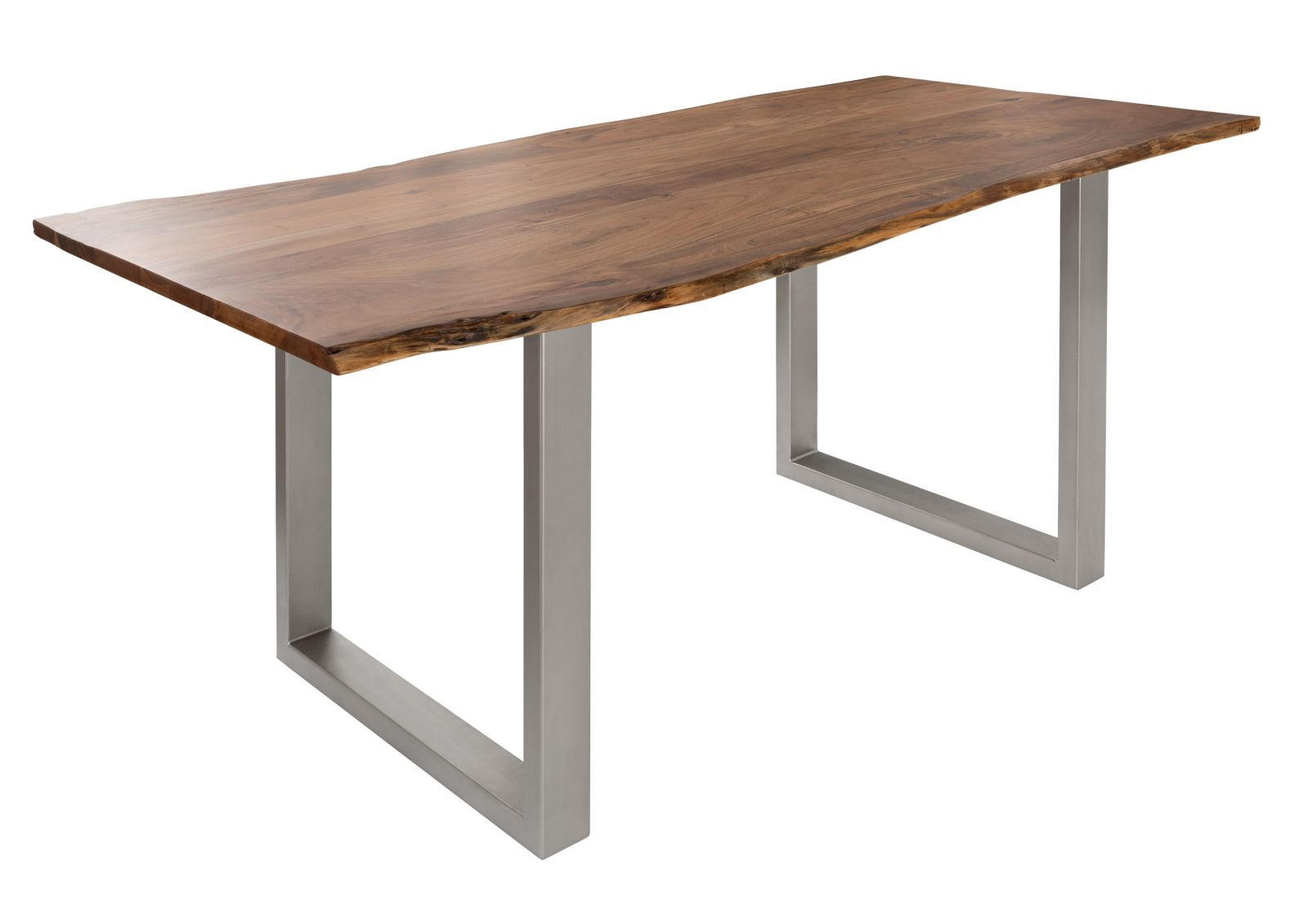BAUMTISCH Akazie 140x90x76 natur Beine silber matt FREEFORM 3 - Braun, Holzwerkstoff (90/140/76cm) - Massivmoebel24