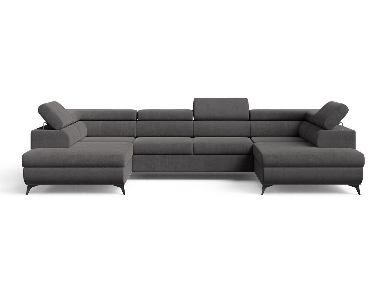 ECKSOFA Argon U Dunkelgrau - Dunkelgrau/Schwarz, Holz/Textil (322/145cm) - Graingold