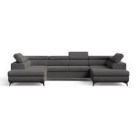 ECKSOFA Argon U Dunkelgrau - Dunkelgrau/Schwarz, Holz/Textil (322/145cm) - Graingold