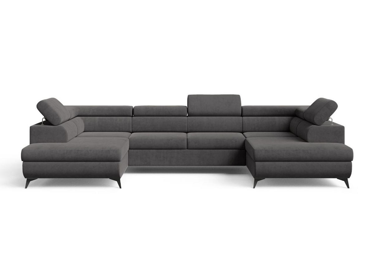 ECKSOFA Argon U Dunkelgrau - Dunkelgrau/Schwarz, Holz/Textil (322/145cm) - Graingold
