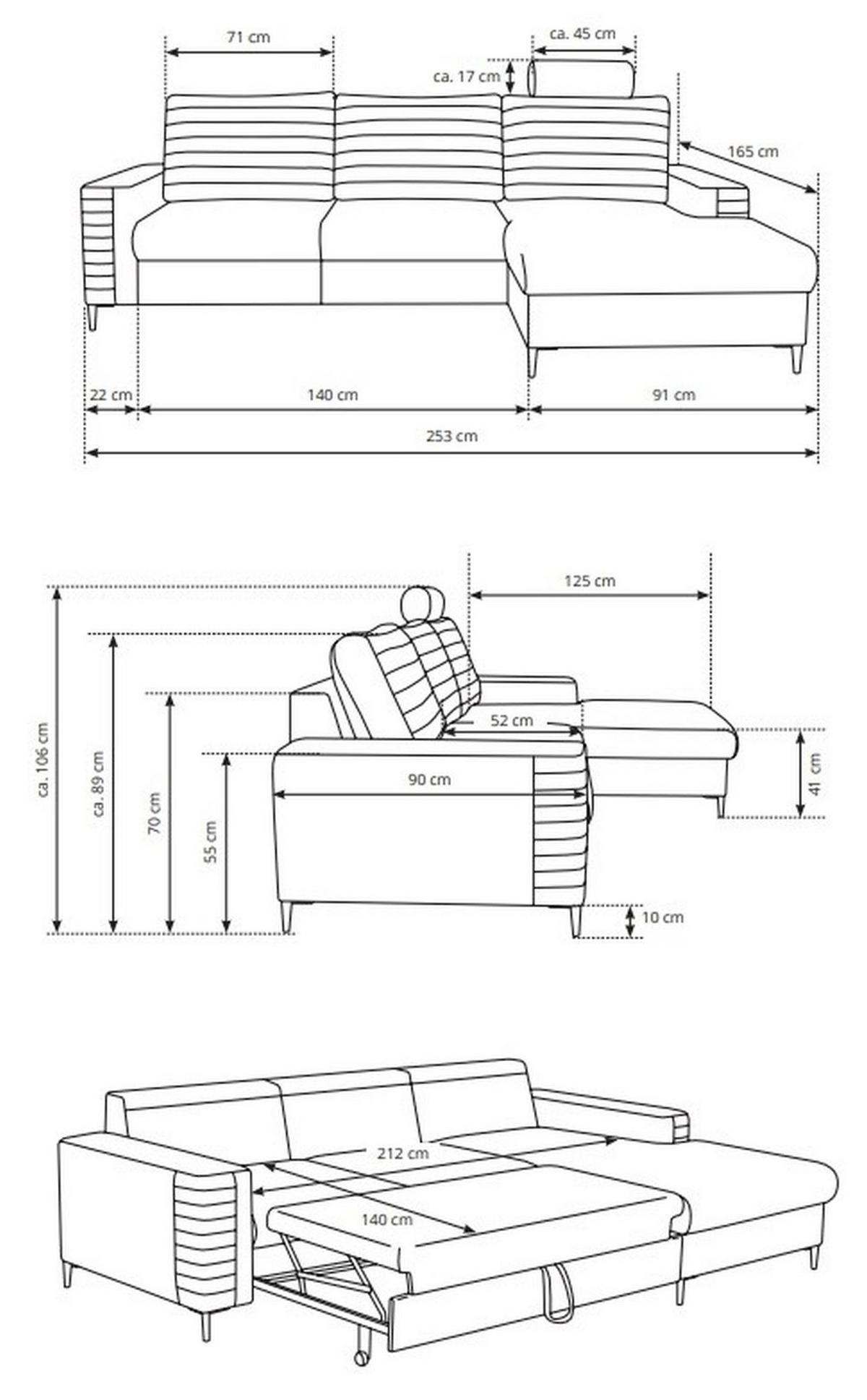 ECKSOFA NITRO L Gelb (Velluto 8) - Gelb, Holzwerkstoff (253/165cm) - Möblo