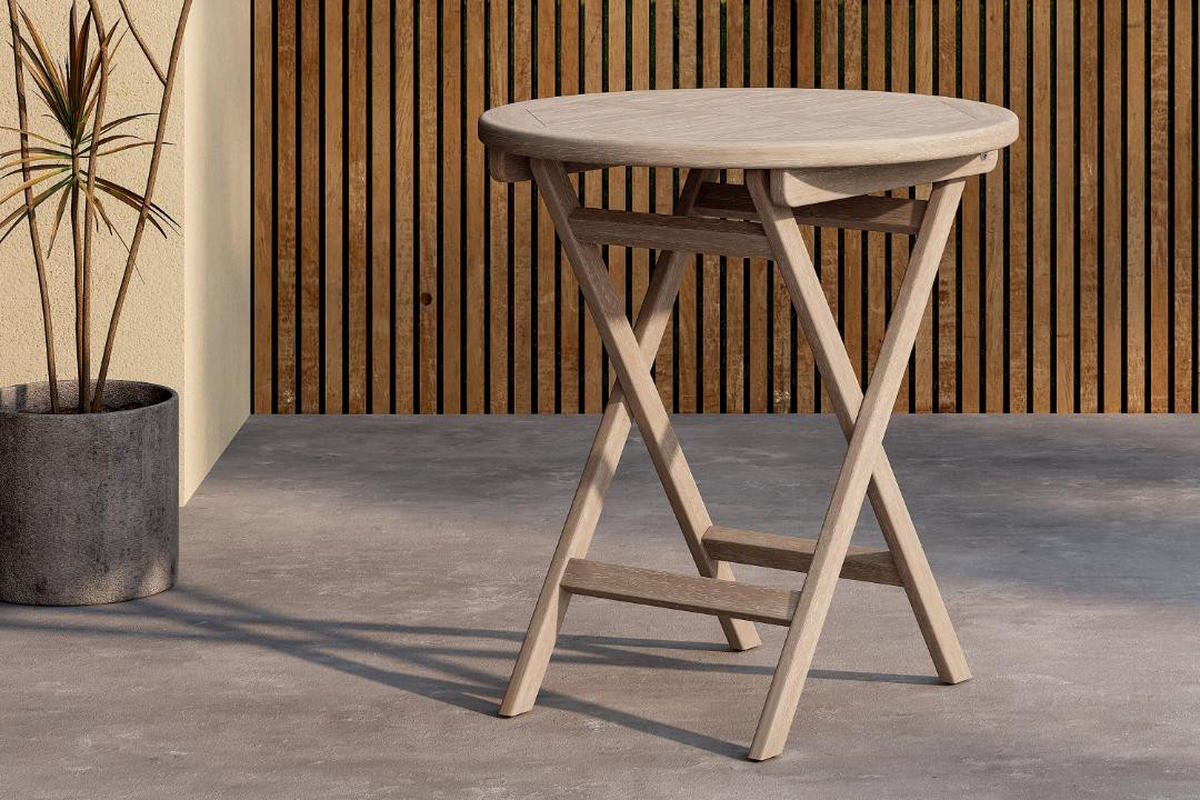GARTENTISCH, Kenya, Whitewash, Teak., 70 x 70 x 75 cm - Weiß, Holz (70/70/75cm) - ebuy24