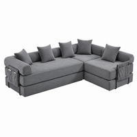 SOFA modular mit Schlaffunktion 270x180 cm Corduroy Dark Gray - Dunkelgrau, Kunststoff (180/64/270cm) - Meubliv