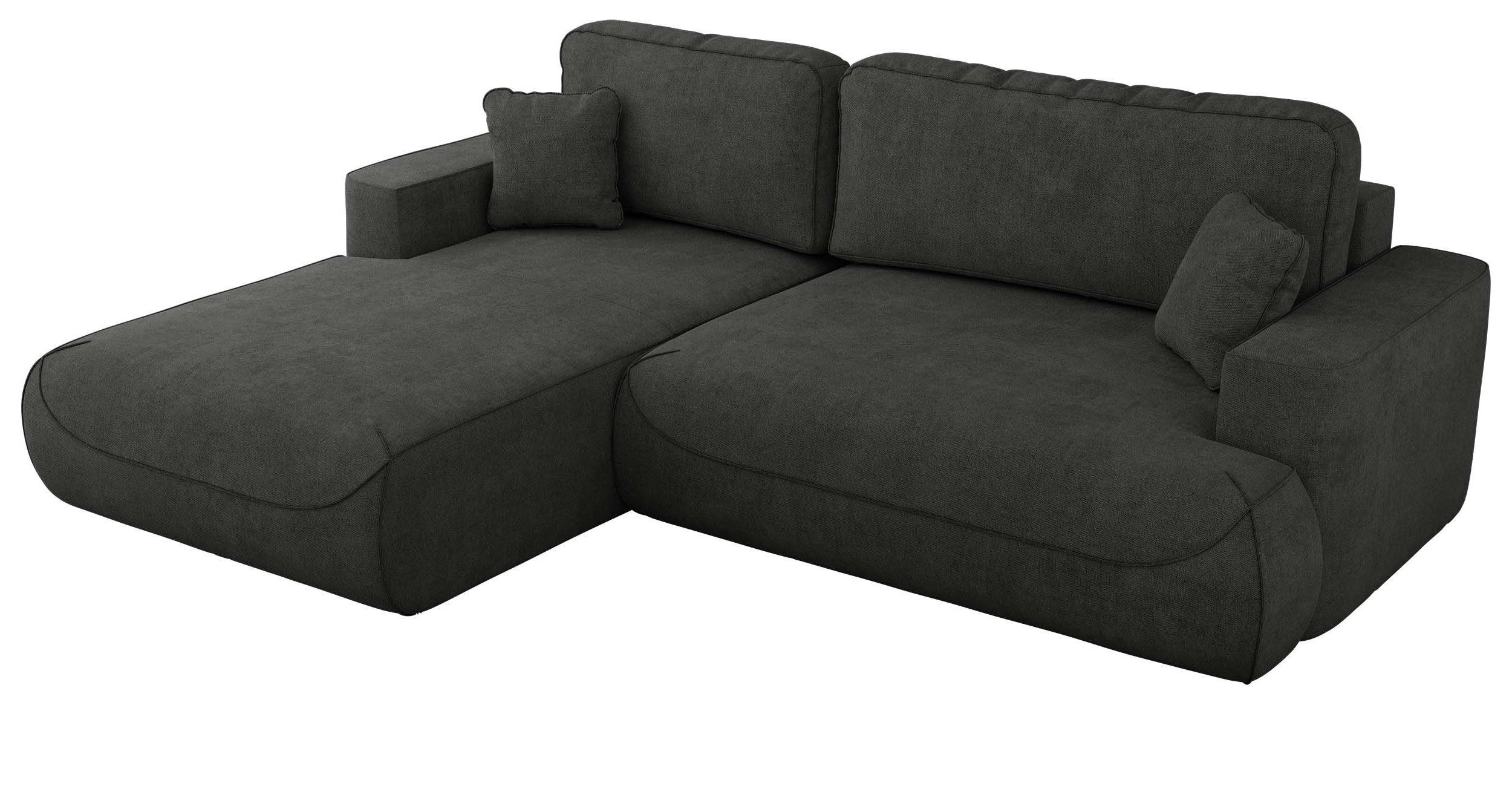 ECKSOFA OVO L Dunkelgrau Struktur - Links Seite - Dunkelgrau/Schwarz, Kunststoff/Textil (271/195cm) - MKS