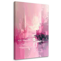 WANDBILD, Rosa Abstraktion mit sanftem Stadtlicht - Rosa, Textil (60/90cm) - Feeby