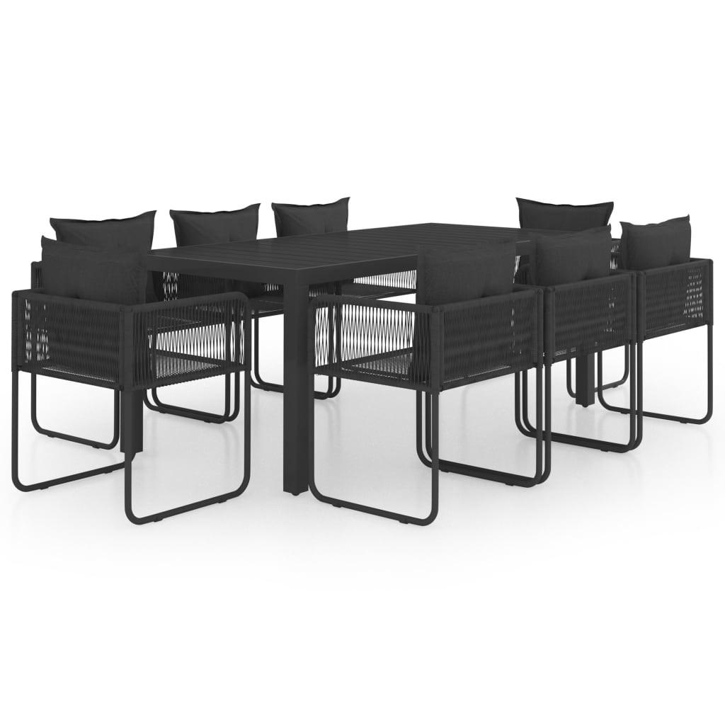 GARTEN-ESSGRUPPE 9Er Set Pvc Rattan Schwarz - Schwarz, Kunststoff - vidaXL