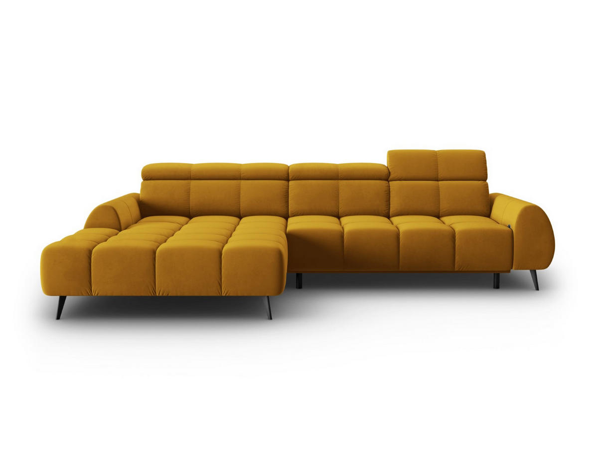 ELEKTRISCHES-ECKSOFA links Alyse aus Samt gelb 5 Sitzplätze - Gelb, Textil (188/295cm) - Micadoni