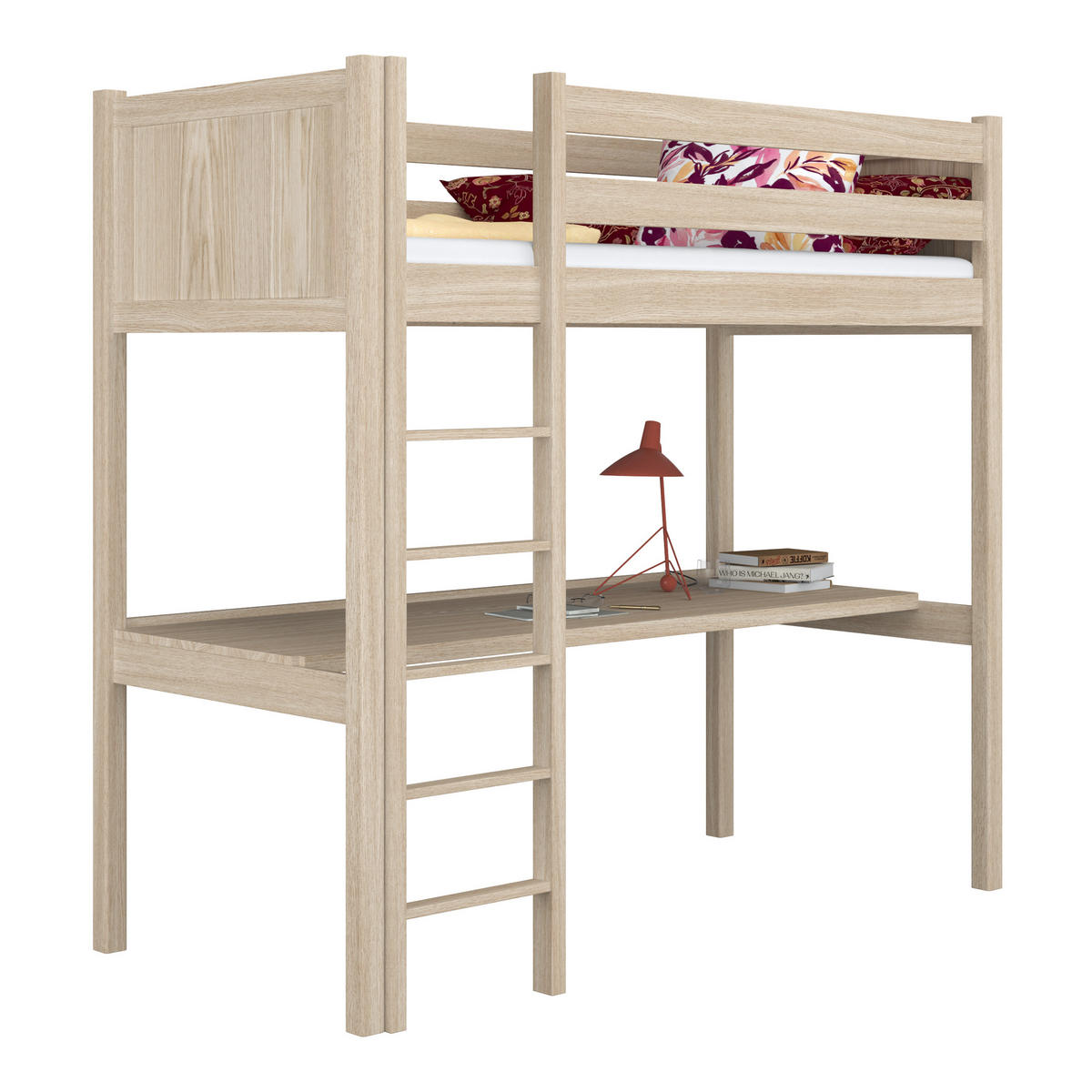 HOCHBETT N06 mit Schreibtisch Sonoma Eiche 120/190 - Sonoma Eiche, Naturmaterialien/Holz (120/190cm) - N-Wood