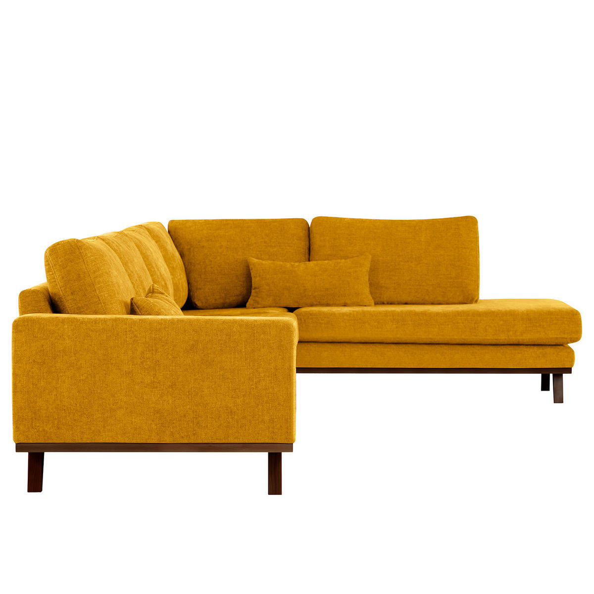 ECKSOFA mit Ottomane - Gelb/Buchefarben, Buchenholz/Textil (287/219cm) - home24