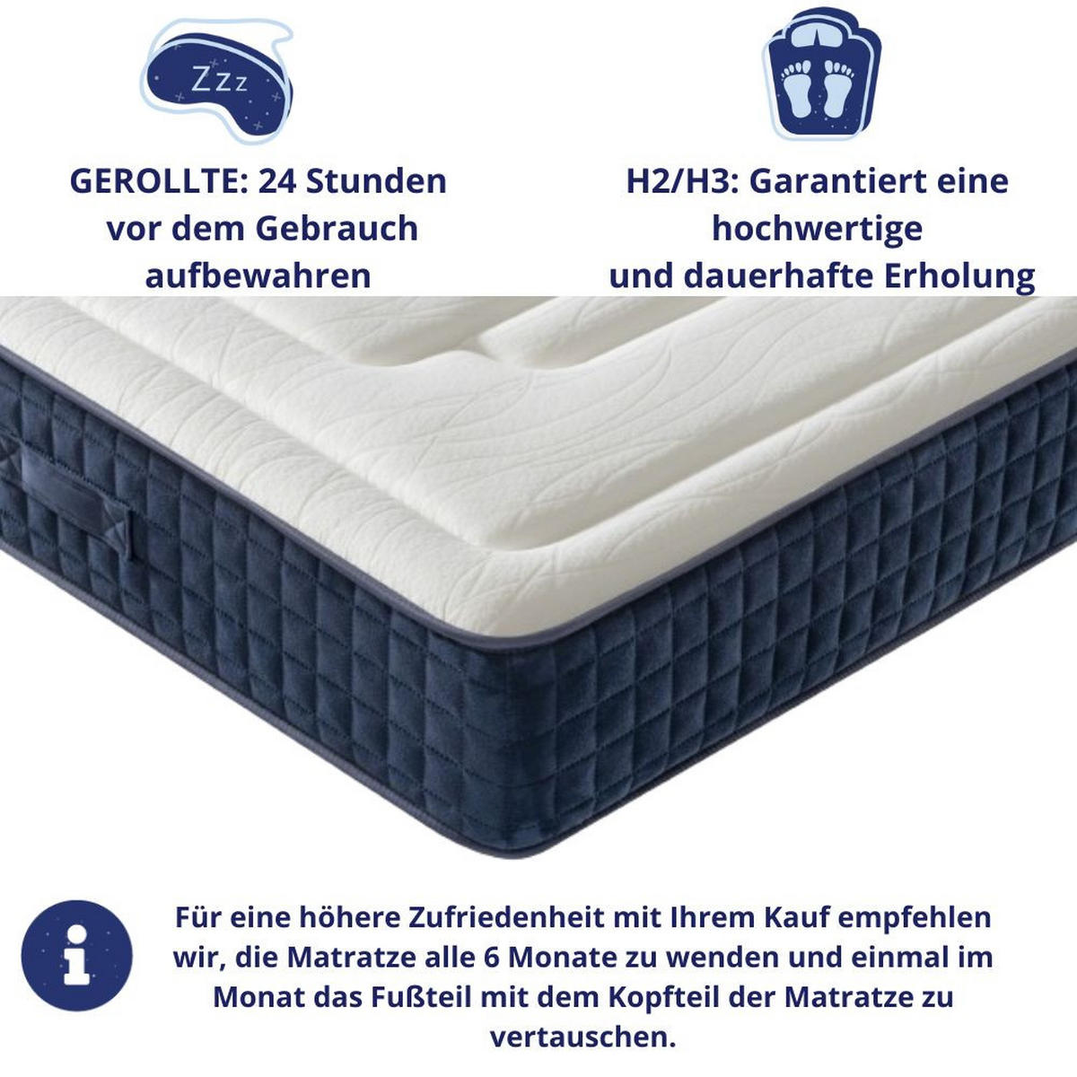 KALTSCHAUMMATRATZE Wien H3/H4 160x200 - Weiß, Textil (160/200cm) - Dagostino Home