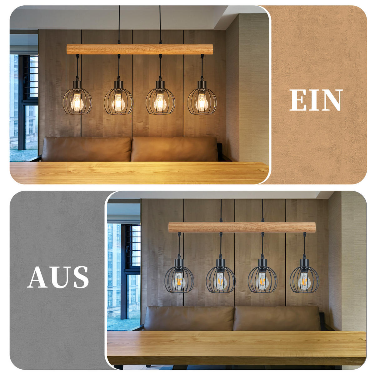 PENDELLEUCHTE Laxenli 70/14/160 cm - Schwarz, Holz/Metall (70/14/160cm) - ZMH