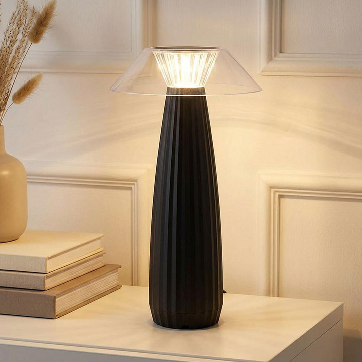 LED TISCHLEUCHTE ILLUMI Kunststoff Schwarz matt 2-tlg. - Schwarz, Kunststoff (15.4/15.4/28cm) - Globo Lighting