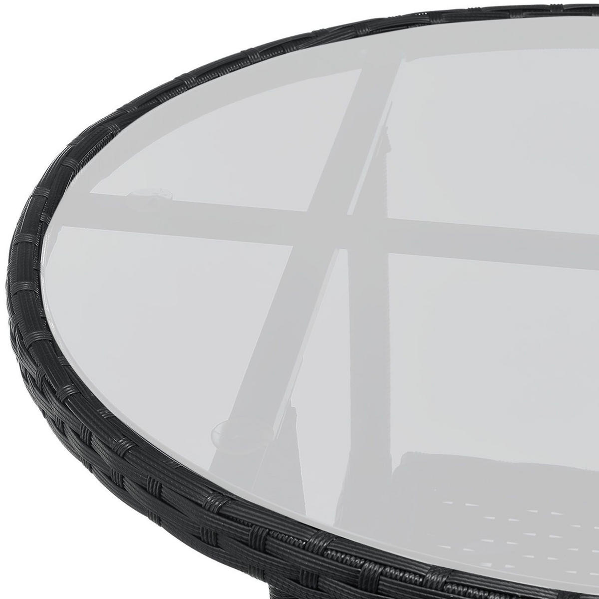BALKON-SET Bayamo Polyrattan schwarz/dunkelgrau (3-tlg.) - Schwarz, Kunststoff - Juskys