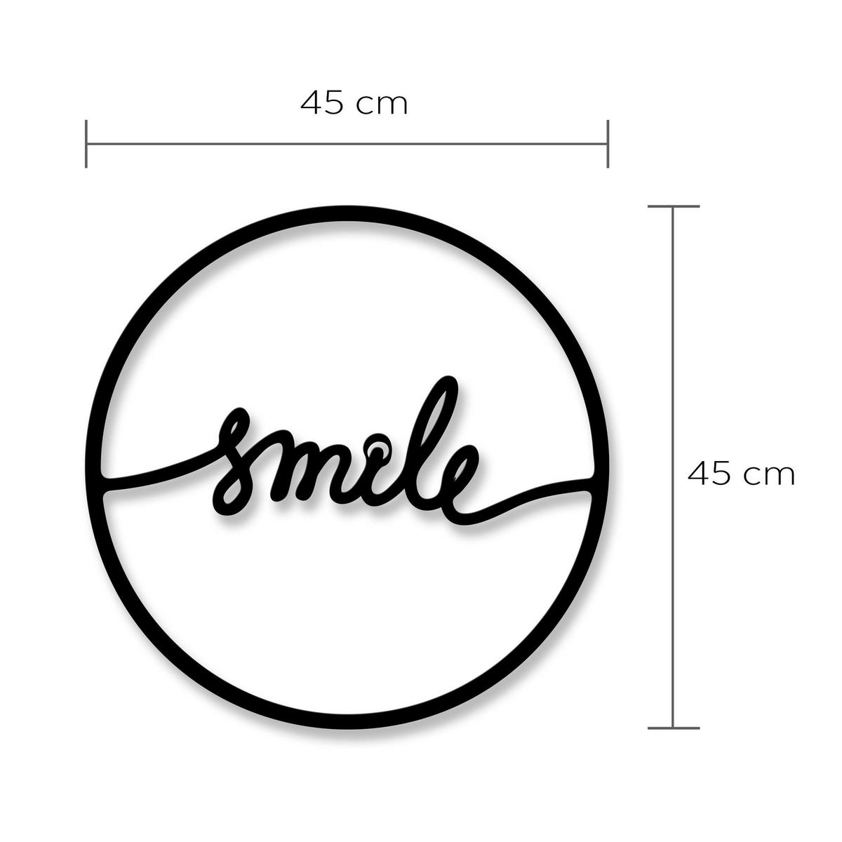 WANDDEKORATION Metall Nr. 8 Smile Schwarz 45/1,5/45 cm - Schwarz, Metall (45/45/1.5cm) - Decortie