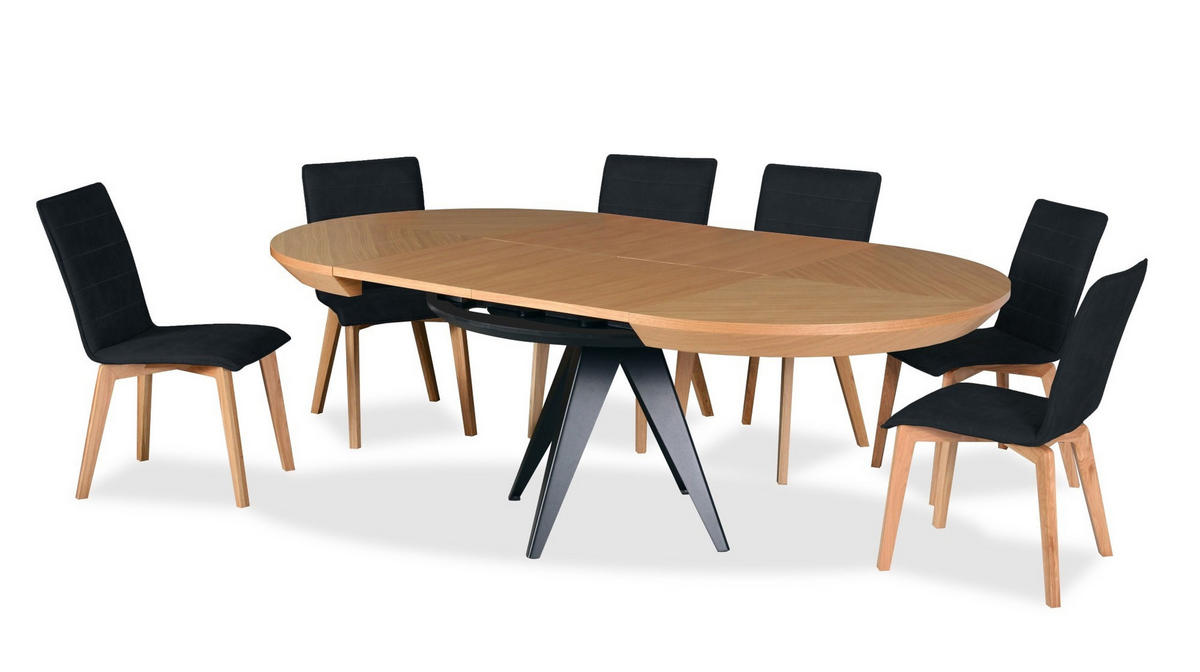 ESSTISCH GLOBO Ausziehbar 130 - 230 / 130 x 76 cm - Eichefarben/Schwarz, Holz (130/130/76cm) - MASSENO