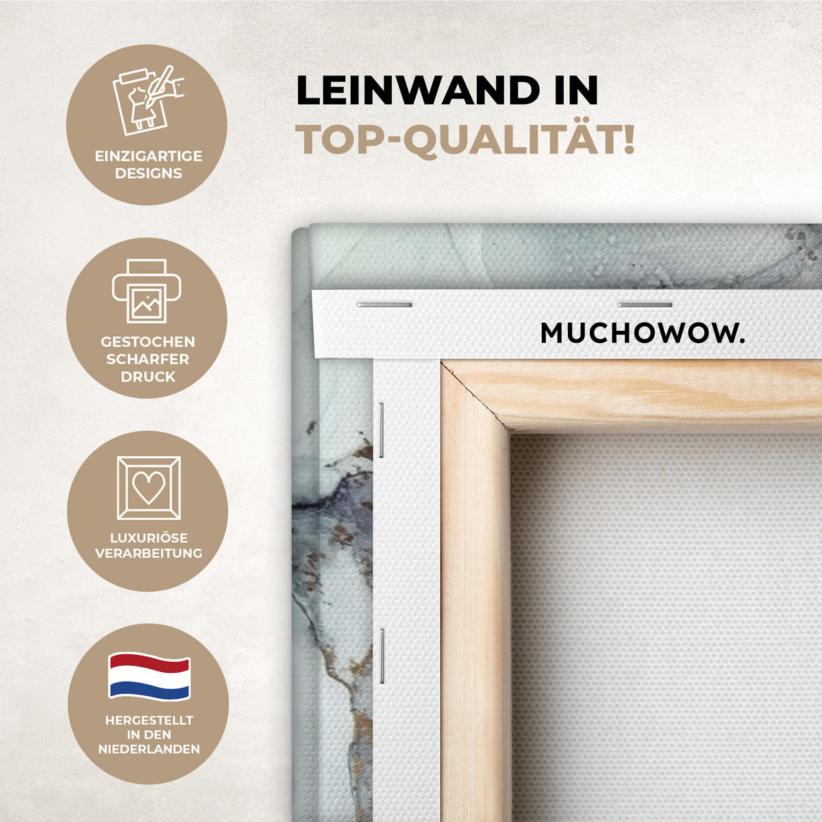 LEINWANDBILD Marmor - Schwarz - Weiß - Gold - Luxus - Abstrakt Gemälde 60x40 cm - Goldfarben, Textil (60/40cm) - MuchoWow