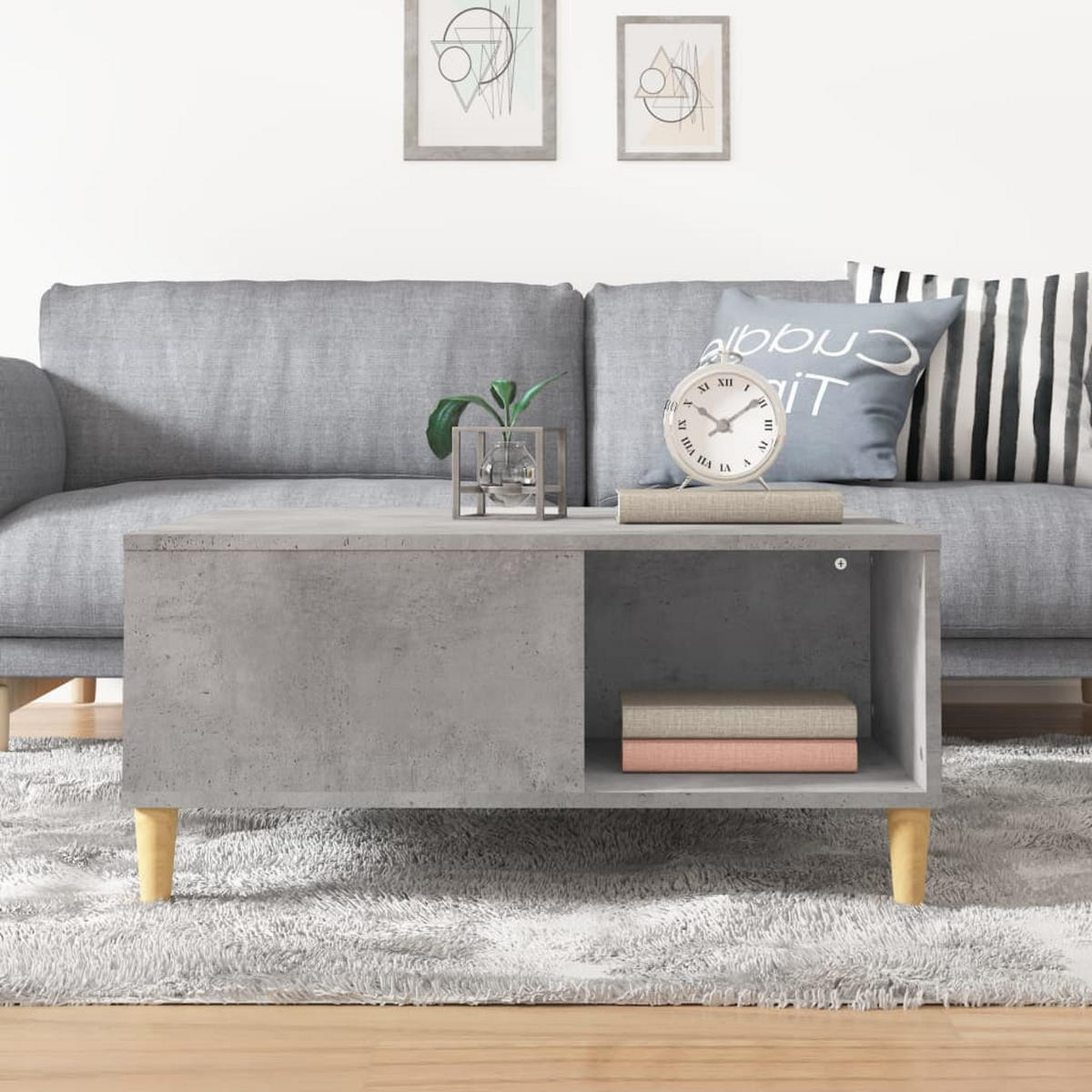 COUCHTISCH Betongrau 80x80x36,5 cm Holzwerkstoff - Grau, Holzwerkstoff (80/80/36.5cm) - furnicato