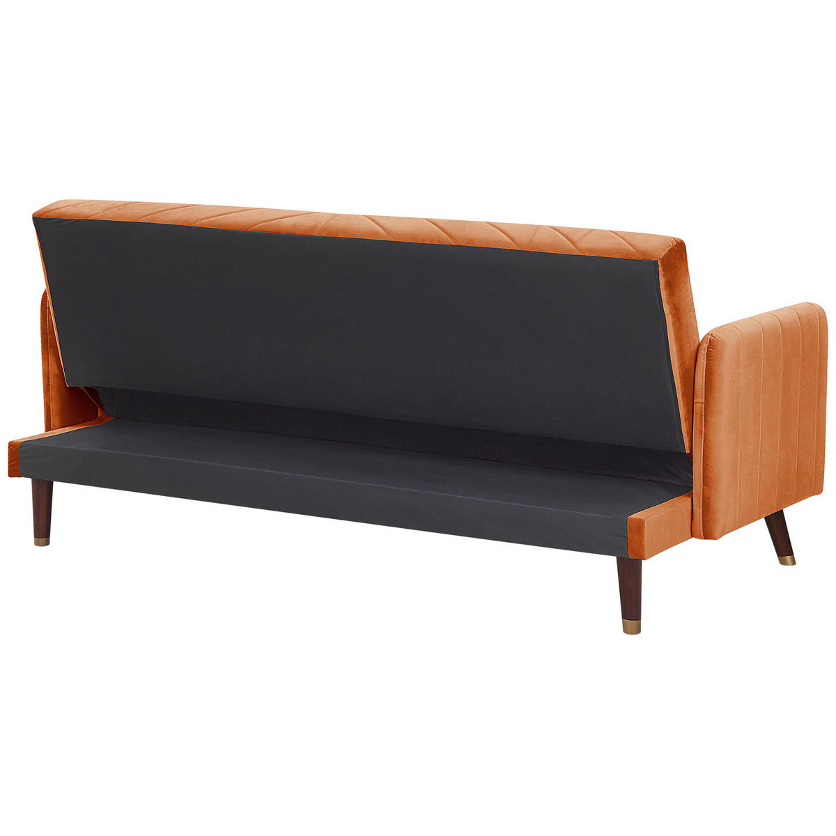 3-SITZER-SCHLAFSOFA Samtstoff Orange Senja - Orange, Textil (200/87/95cm) - Beliani