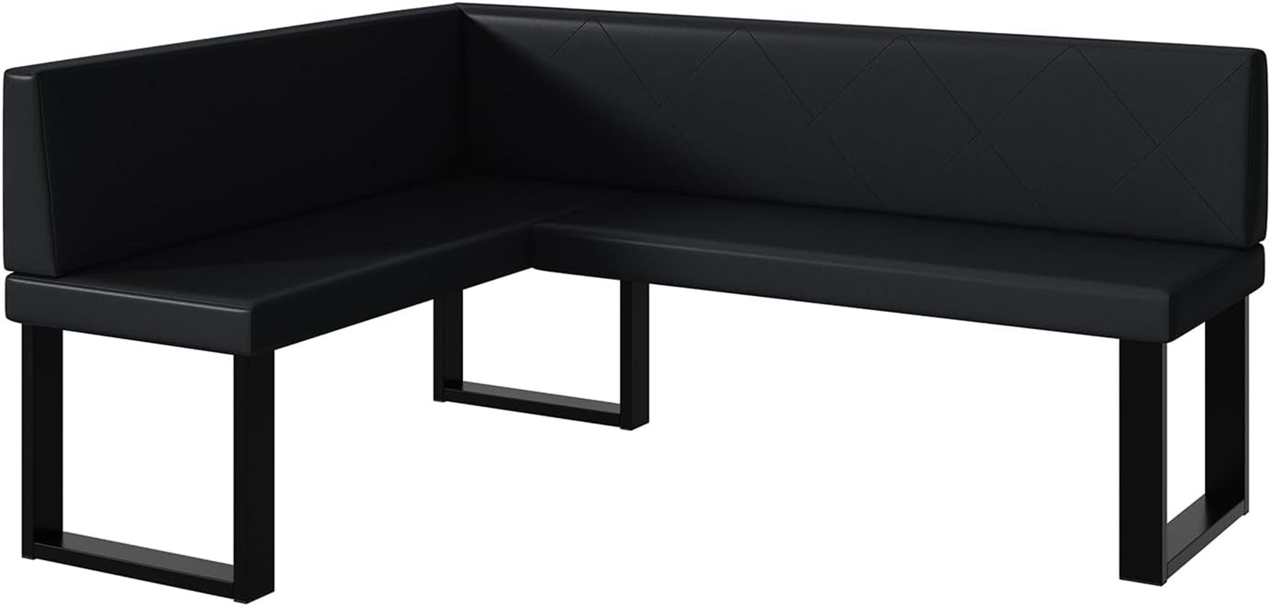 ECKBANK ERIC_U - Schwarz, Leder (128/168cm) - Meblini