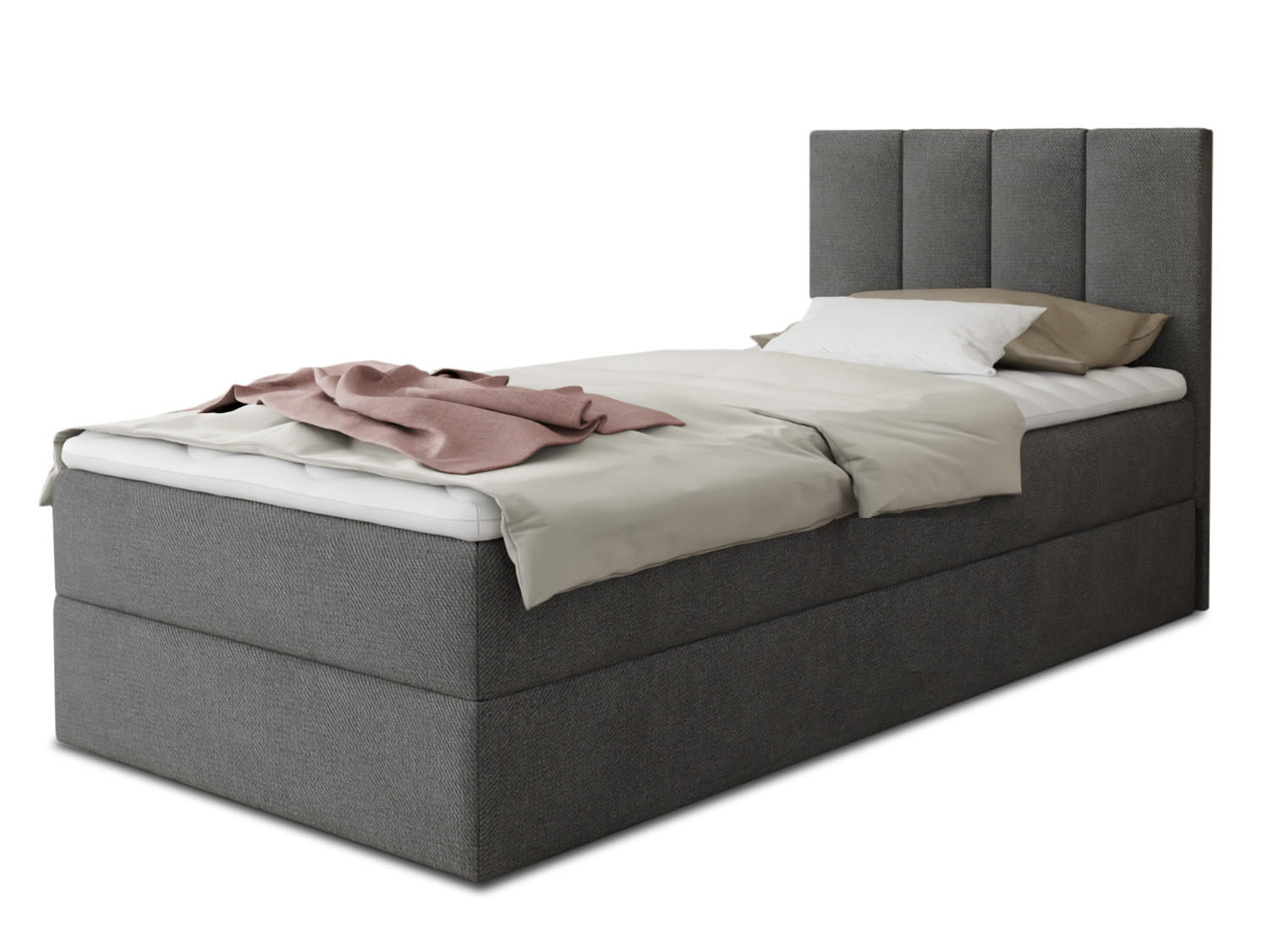 BOXBETT Star Mini - 90x200 - dunkelgrau (Kronos 22, Velvet) - Dunkelgrau/Schwarz, Holz/Holzwerkstoff (90/200cm) - Sofnet