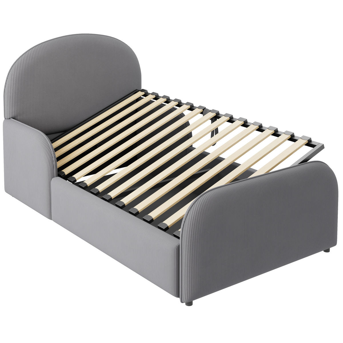 KINDERBETT mit Stauraum 90x200 cm Samt Grau - Grau, Metall (90/200cm) - Meubliv