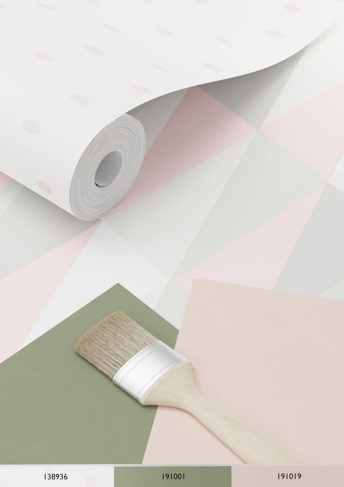 TAPETE grafische Dreiecke 53 cm x 10.05 m - Pink, Papier (53/0.1cm) - ESTAhome