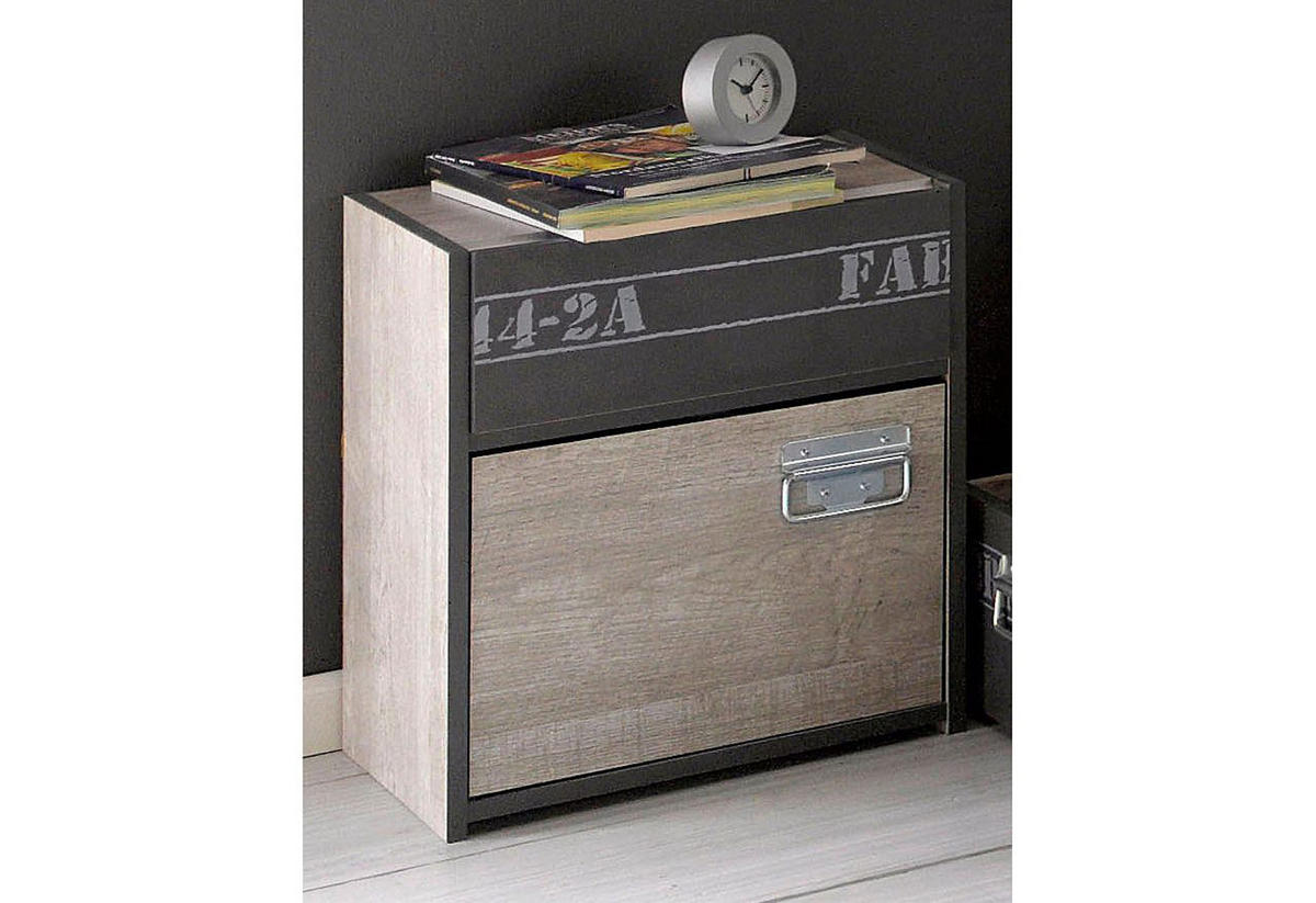 JUGENDZIMMER Set 4-tlg mit Gamingtisch Bett 90 x 200 Kommode - Chromfarben/Eschefarben, Holzwerkstoff/Kunststoff (99/87/207cm) - Parisot Meuble