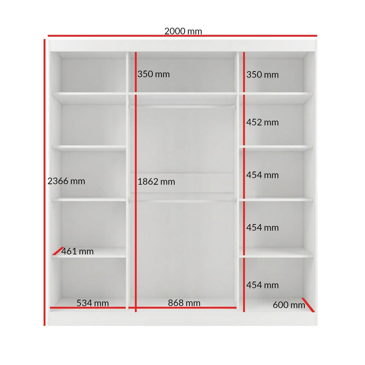 SCHWEBETÜRENSCHRANK mit Spiegel Fiore Plus 3D1L 200 Weiß/Silber - Silberfarben/Weiß, Holzwerkstoff/Metall (200/236/60cm) - mzm24