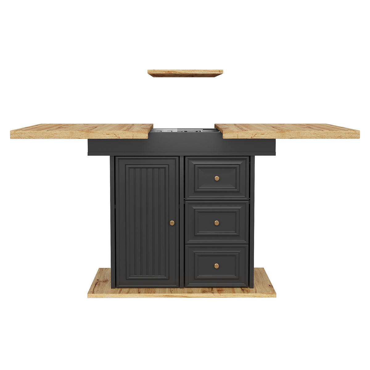 AUSZIEHTISCH 110/80/75 cm in Naturholzoptik – mit Stauraum & Metallauszug - Hellbraun, Holzwerkstoff (110/80/75cm) - BEAOK