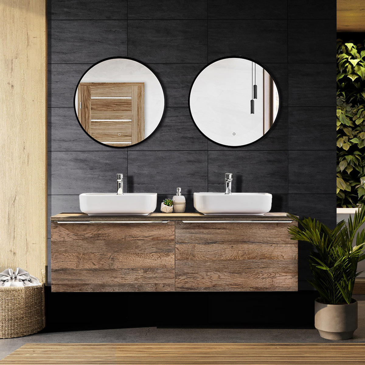 BADMÖBEL-SET 7-TLG. Puebla-56 - Braun, Holzwerkstoff (160/200/46cm) - Lomado