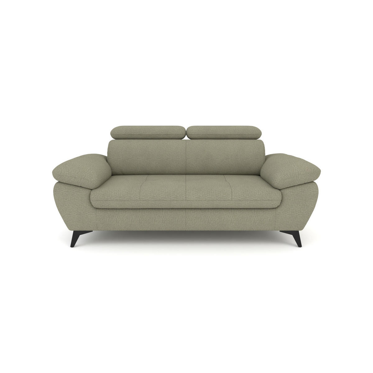 2,5-SITZER Karlstad Chenille Grün verstell. Kopfstützen B 194 cm - Jadegrün, Kunststoff/Textil (194/84/100cm) - foamnova