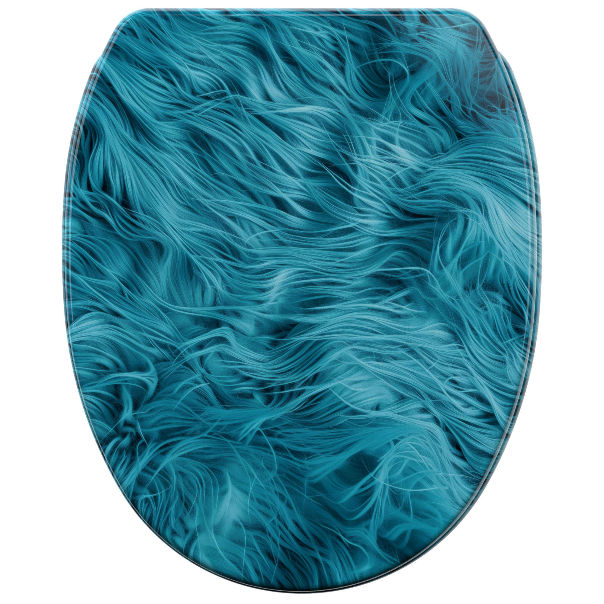 WC-SITZ mit Absenkautomatik & Top Fix Fluffy - Blau, Holzwerkstoff (37.7/5.5/48cm) - Sanilo