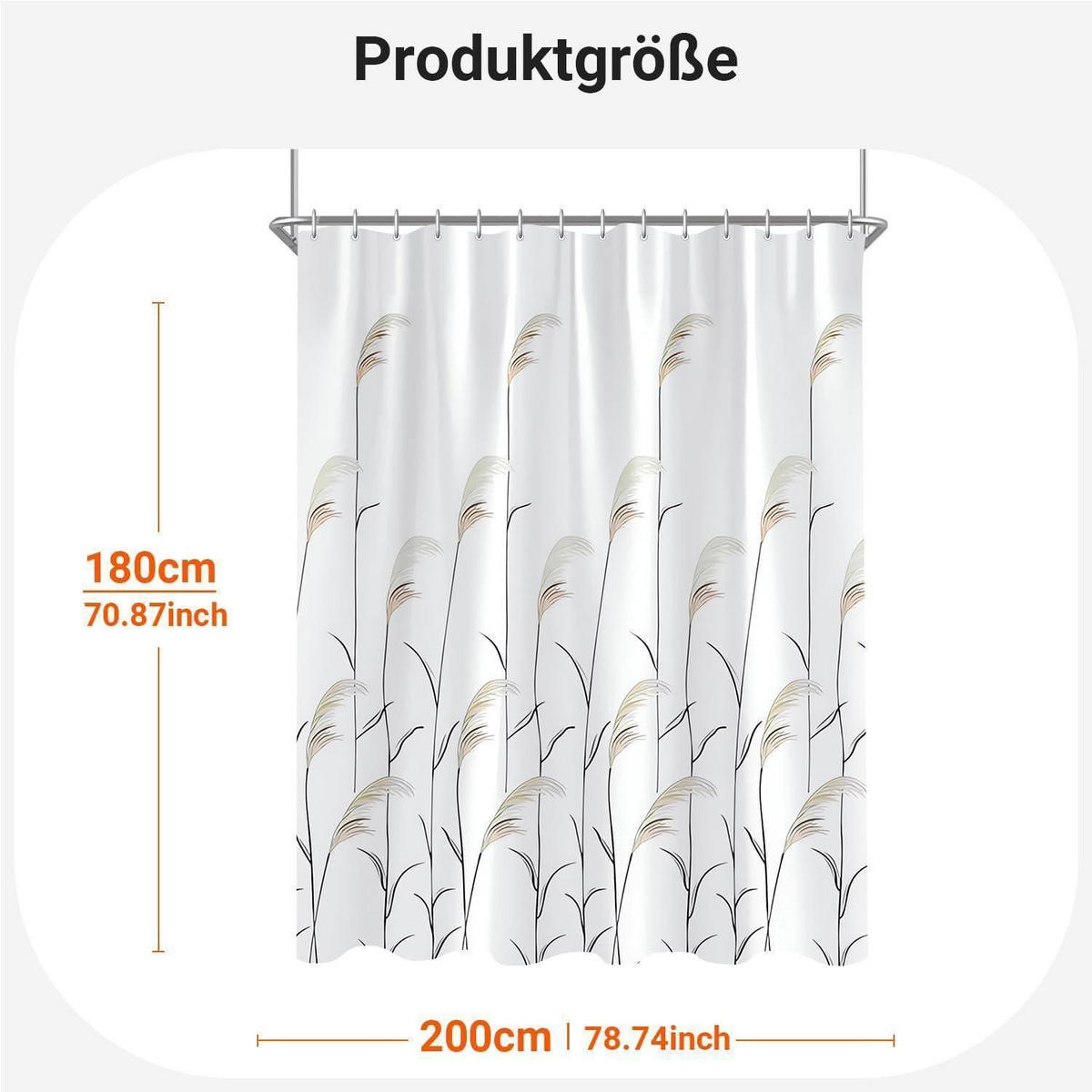 DUSCHVORHANG Weizenohr 200 x 180 cm - Multicolor, Textil (200/180cm)