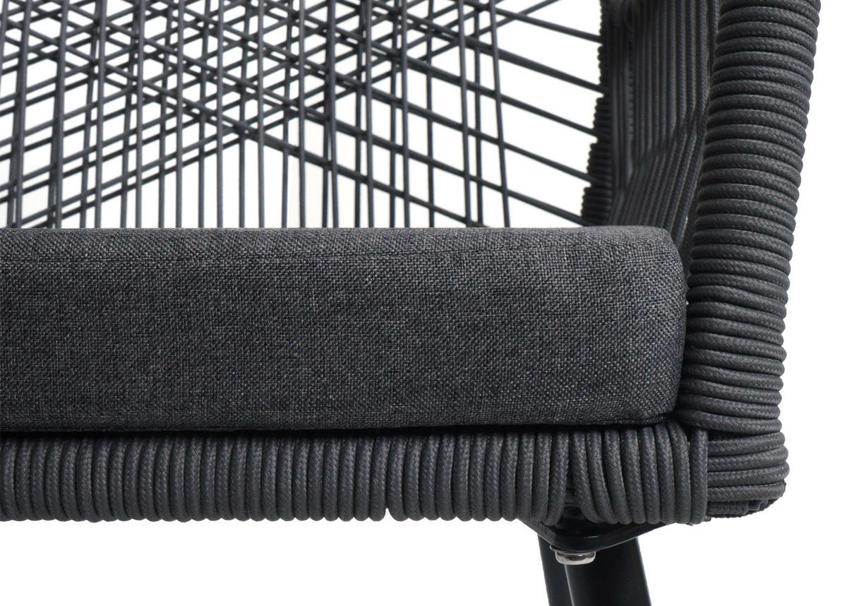 GARTENSTUHL 2er-Set 81x54x62cm Aluminium Seilgeflecht Rope Anthrazit - Anthrazit, Metall (54/81/62cm) - PROREGAL