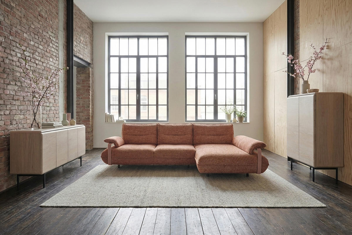ECKSOFA ANISSA Braun Flachgewebe - Dunkelbraun/Schwarz, Kunststoff/Textil (185/297cm) - KAWOLA