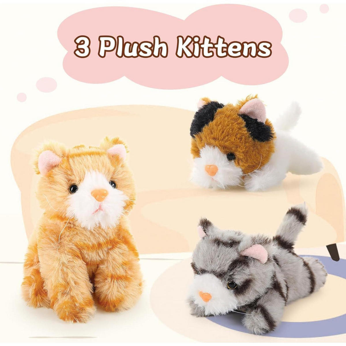 PLÜSCHTIER Katze mit 3 Babys 40 cm - Multicolor, Textil (18/40cm)
