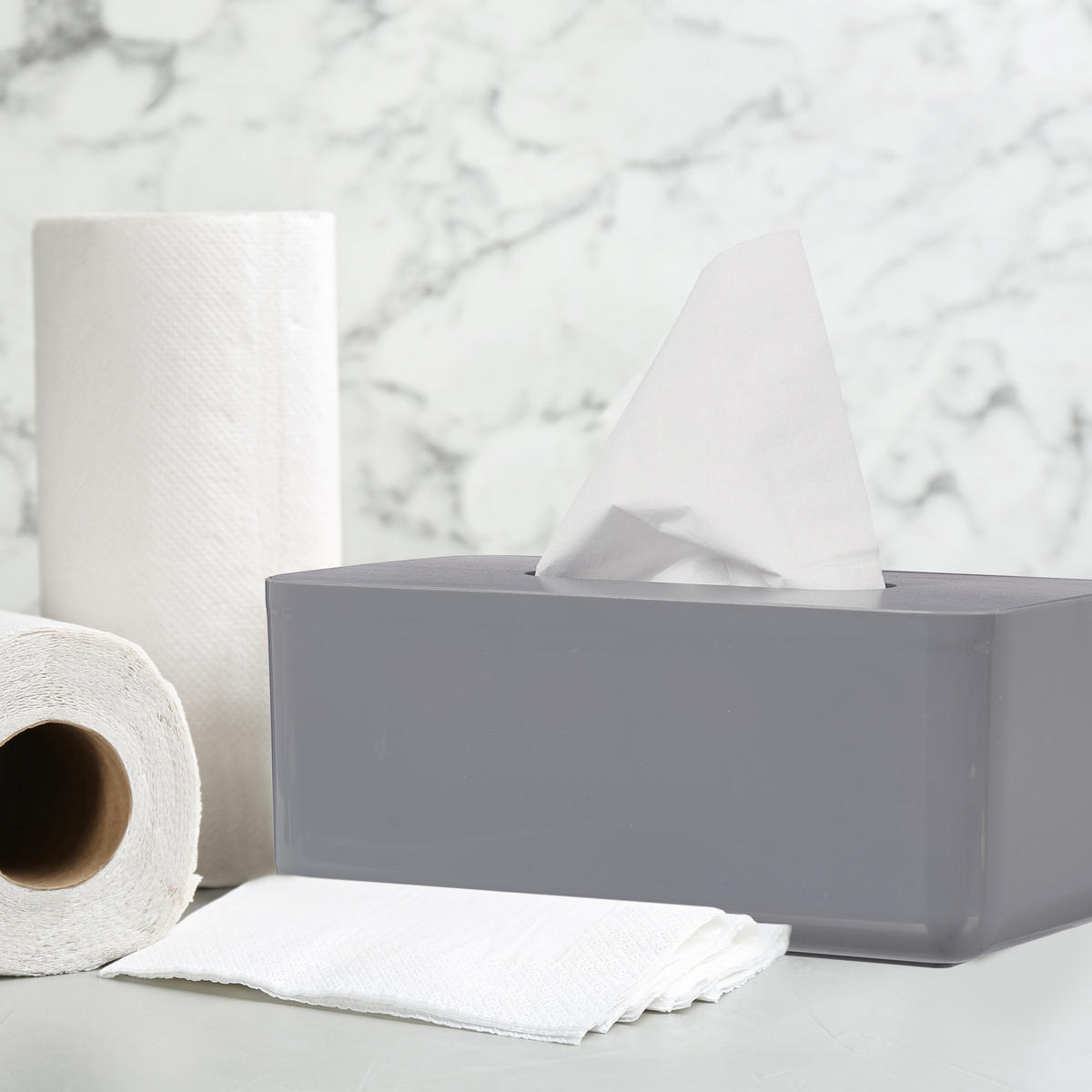 TÜCHERBOX - Grau, Holz/Kunststoff (13/23/10cm) - Relaxdays