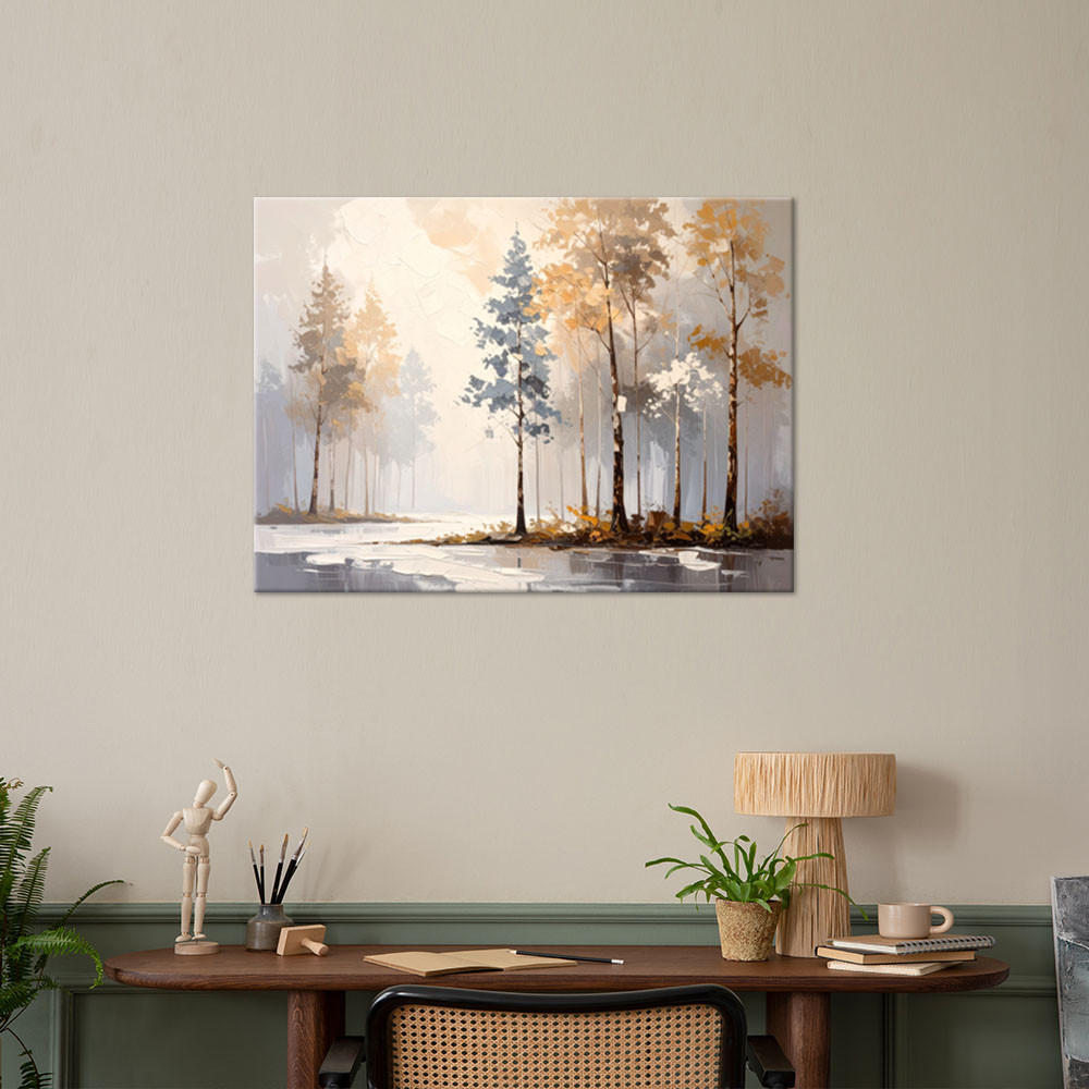 LEINWANDBILD Wald Bäume Landschaft 120x80cm - Grau, Textil (120/80cm) - Feeby