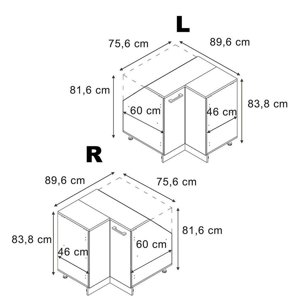 ROHOVÁ KUCHYNSKÁ SKRIŇA PRE ŠIKMÉ STRECHY R-Line betón 75.6 cm s 1 dverami, korpus skrine hĺbka 60 cm - sivá/antracitová, kompozitné drevo (75.6/83.8/60cm) - Vicco