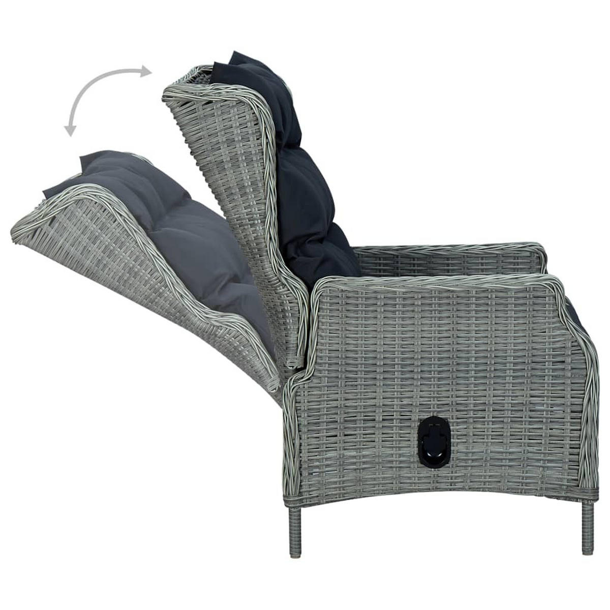 GARTENSESSEL mit verstellbarer Rückenlehne und Fußhocker, 57/88/100 cm, aus Poly Rattan, Hellgrau - Hellgrau, Naturmaterialien/Textil (88/100/57cm) - vidaXL