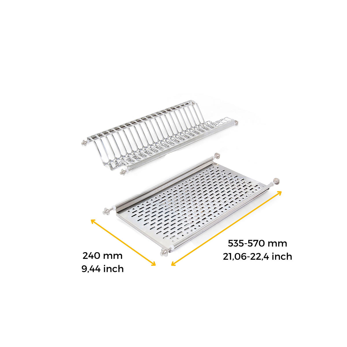 GESCHIRRABTROPFER für Hochschränke, Modul 600mm, Edelstahl - Edelstahlfarben, Metall (24/8/57cm) - EMUCA