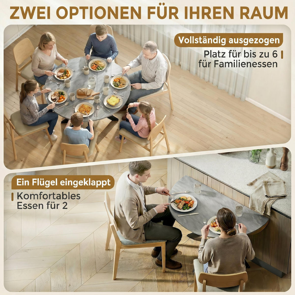 KLAPPBARER-ESSTISCH MDF Stahl Grau - Grau, Holzwerkstoff (110/110/76cm) - HOMCOM
