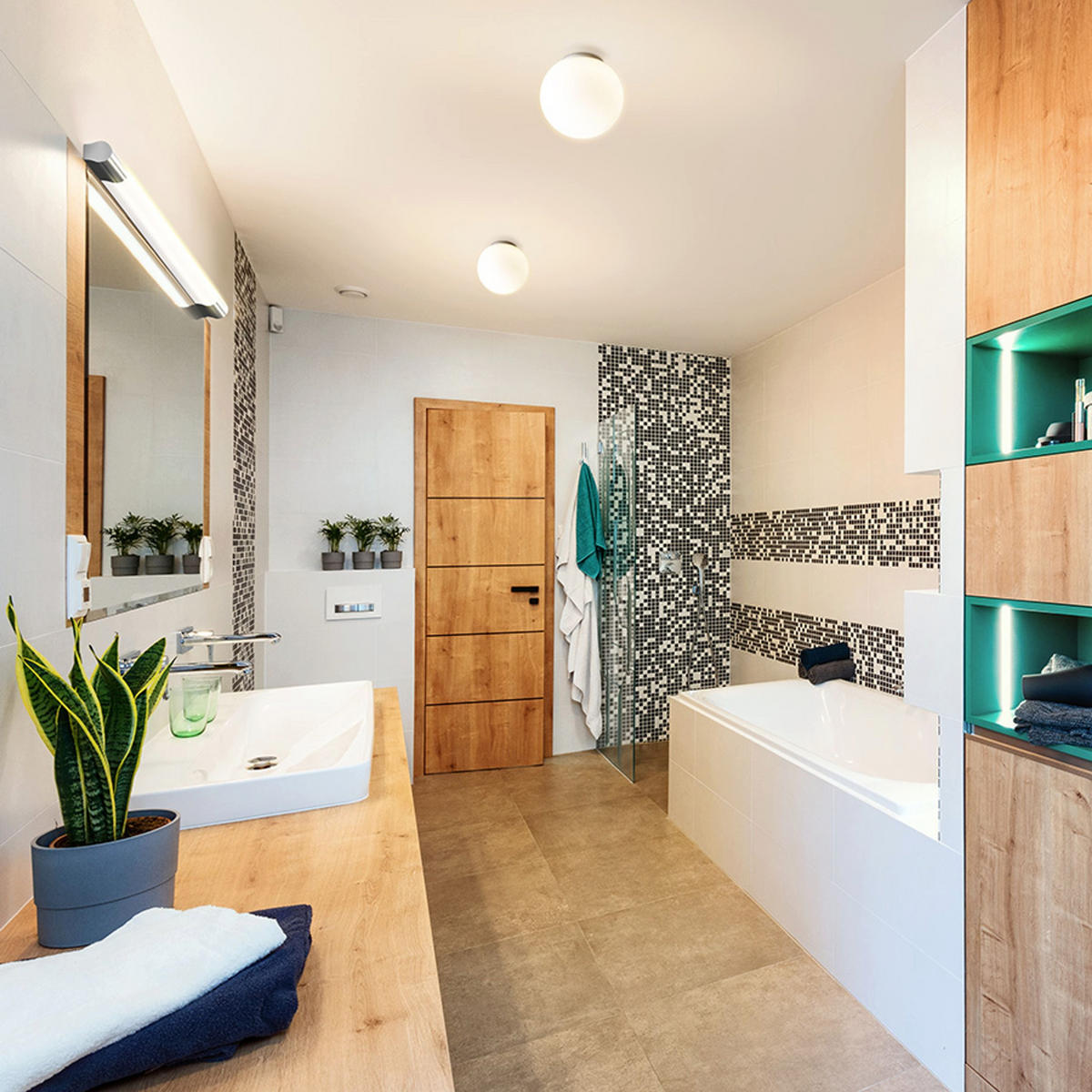 DECKENLEUCHTE BOLLY 26 Opalglas 15 W IP44 - Chromfarben, Glas (26/26/24.5cm) - Rendl