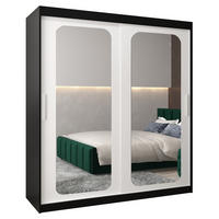 SCHWEBETÜRENSCHRANK 200/180/62 2-türig - Silberfarben/Schwarz, Holz/Kunststoff (180/200/62cm) - Abiks Möbel