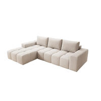 ECKSOFA Cento, L-Form, Ottomane links, Teddy-Bouclé-Stoff, 285x56x180 cm, Beige - Creme, Holz (180/285cm) - PROMETO Möbel
