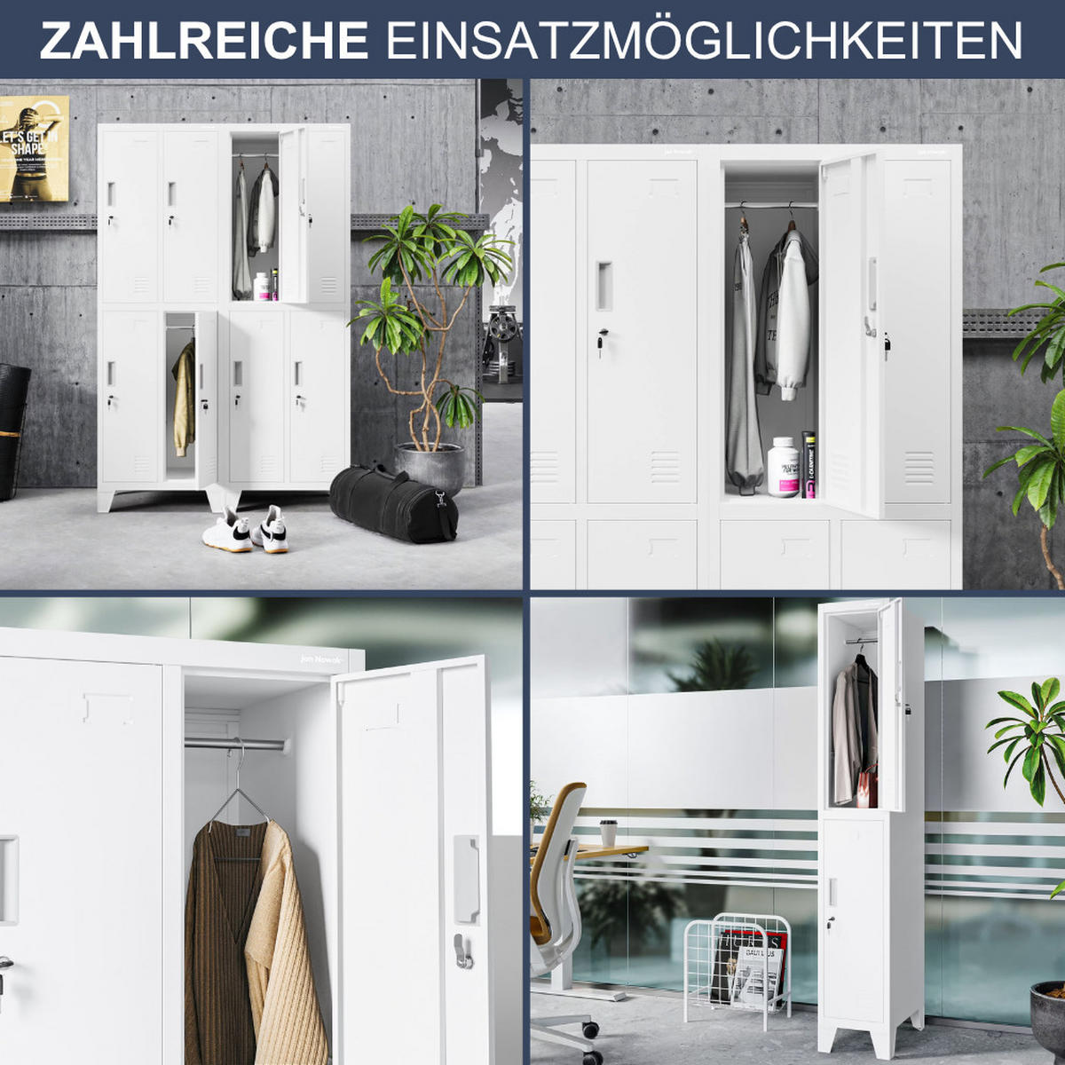 UMKLEIDESCHRANK Spind BERLIN 2 Abteile 172x29,2x45cm Weiß - Weiß, Metall (29.2/172/45cm) - DELUKE