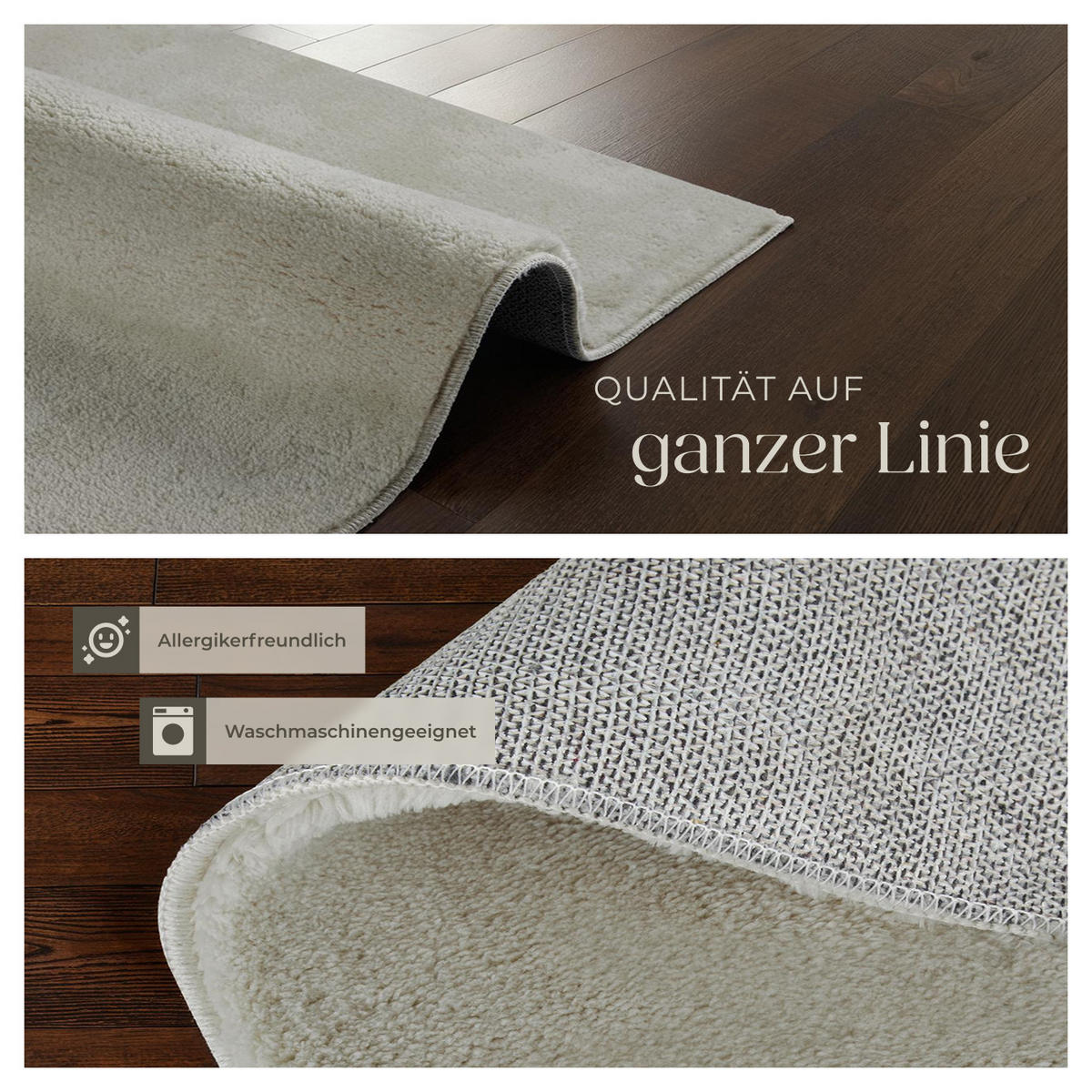 KURZFLORTEPPICH Soft Zone,rutschfeste Unterseite,Sand - Sandfarben, Kunststoff (110/60cm) - tectake