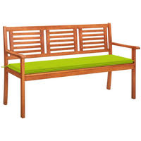 3-SITZER-GARTENBANK mit Auflage 150 cm Massivholz Eukalyptus - Grün, Holz (150/89/60cm) - furnicato