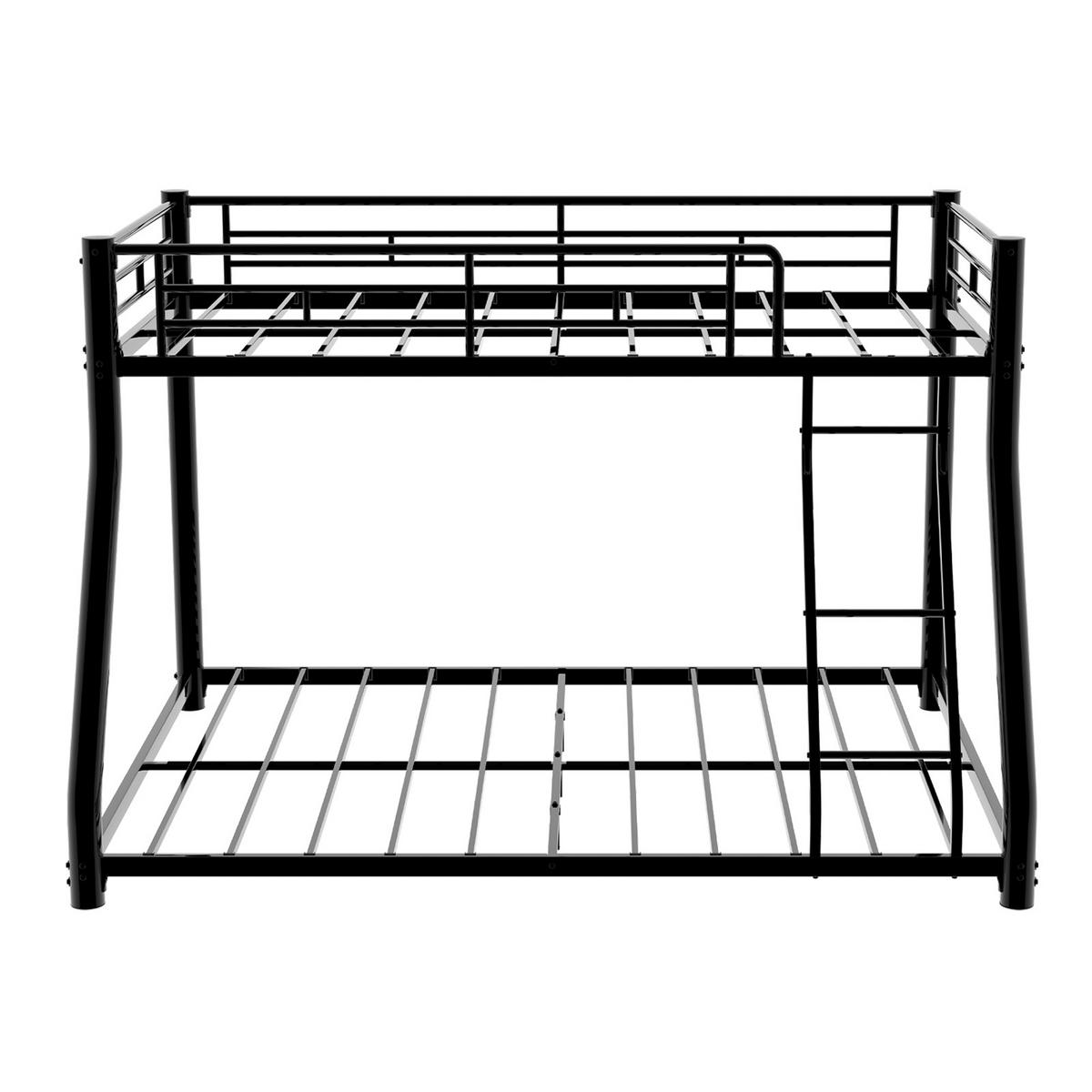 BETTRAHMEN Schwarz Liegefläche 90/190 cm und 140/190 cm, Metall-Etagenbett, Leiter, Sicherheitsgeländer - Schwarz, Metall - PANGIVO