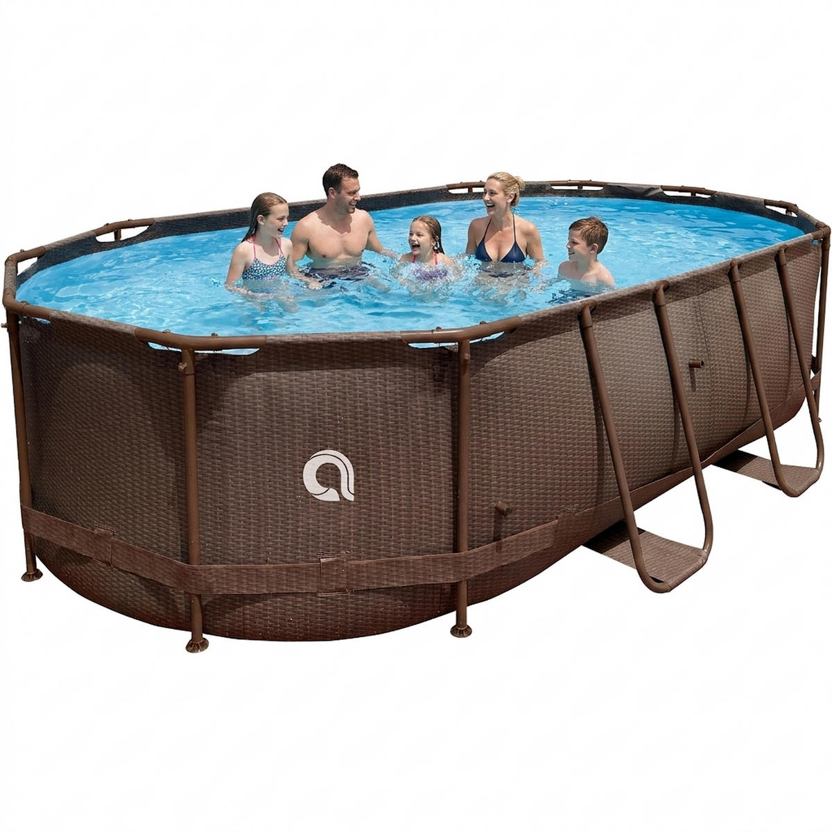 POOL Aufstellpool Framepool oval 427 x 275 x 100 cm braun ohne Filterpumpe - Braun, Kunststoff/Metall (275/100/427cm) - Avenli
